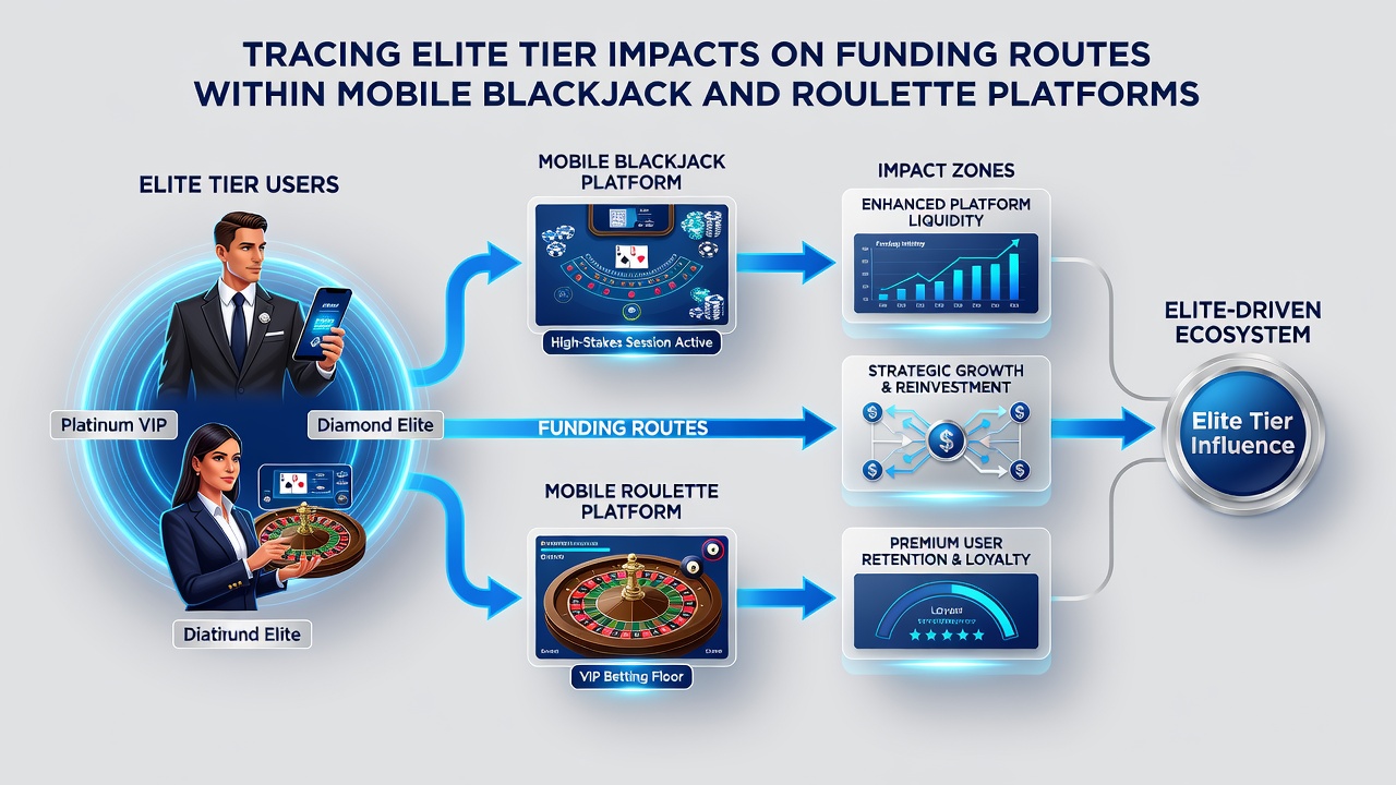 Darstellung von Transaktionspfaden für Elite-Mitglieder in mobilen Roulette- und Blackjack-Sessions